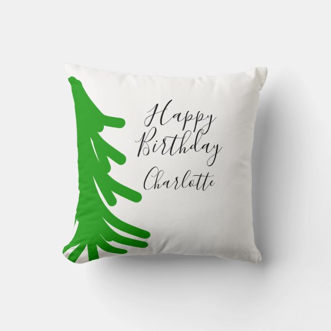 Cojín Decorativo Green Christmas tree happy birthday December winte (Anverso)