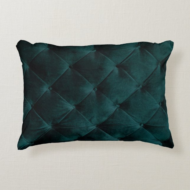 Cojín Decorativo Green de terciopelo: Elegancia textil malaquita (Anverso)