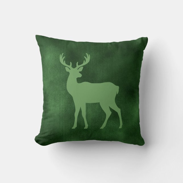 Cojín Decorativo Green Deer Shape On Faux Green Velvet Texture (Anverso)