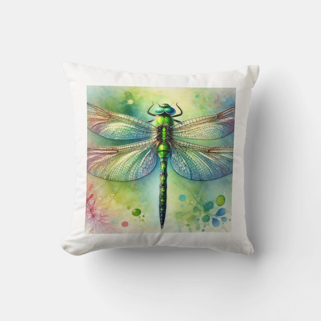 Cojín Decorativo Green Dragonfly 220924AREF143 - Watercolor (Anverso)