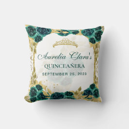 Cojín Decorativo Green Floral Princess Gold Arch Quinceanera