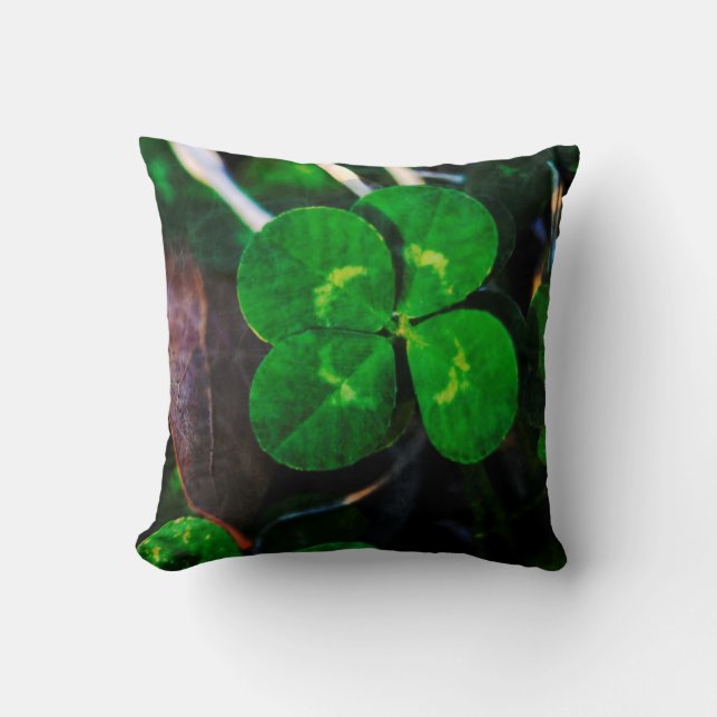 Cojín Decorativo Green Four Leaf Clover Lucky (Anverso)