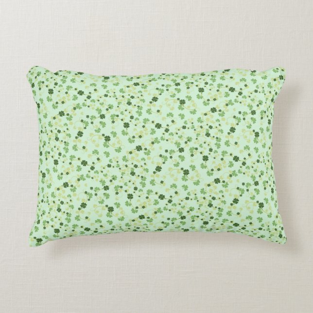 Cojín Decorativo Green Four Leaf Clovers St Patricks Day (Anverso)