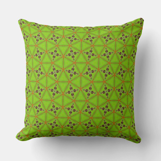 Cojín Decorativo Green Geometric Floral Pattern Throw Pillow (Anverso)
