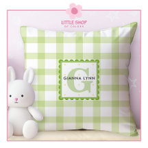 Green Gingham Monogrammed