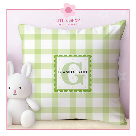 Cojín Decorativo Green Gingham Monogrammed