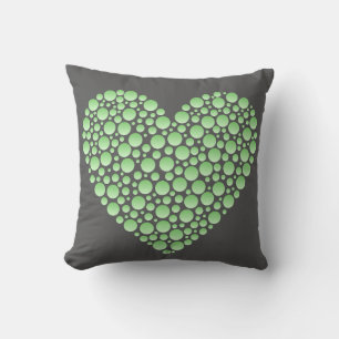 Cojín Decorativo Green Gradient Heart Circles – Dark Grey Minimal