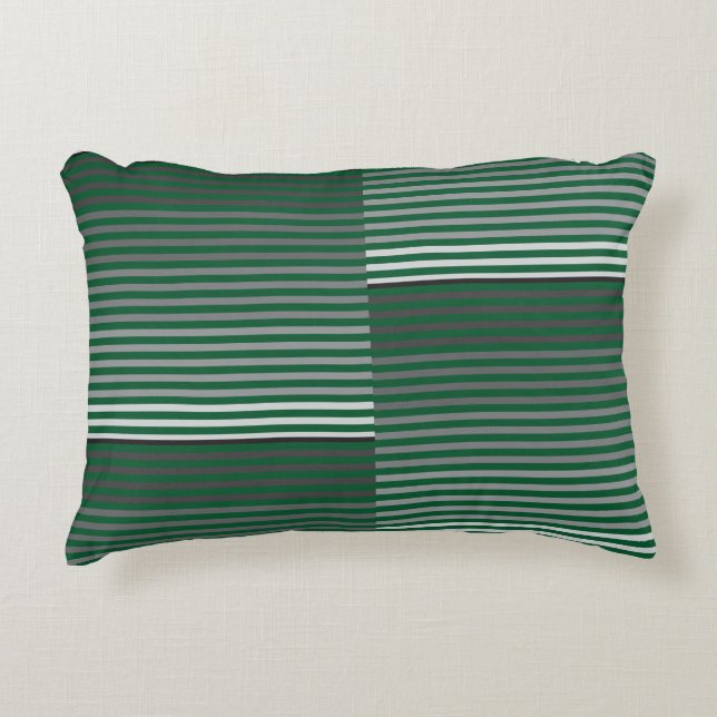 Cojín Decorativo Green, Gray, Black, White Stripes (Anverso)