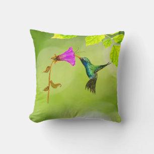 Cojín decorativo Green Hummingbird y Flower