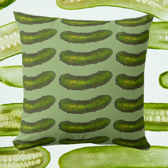 Cojín Decorativo Green Kosher Deli Sour Dill Pickle Foodie (Pickle print pillow)
