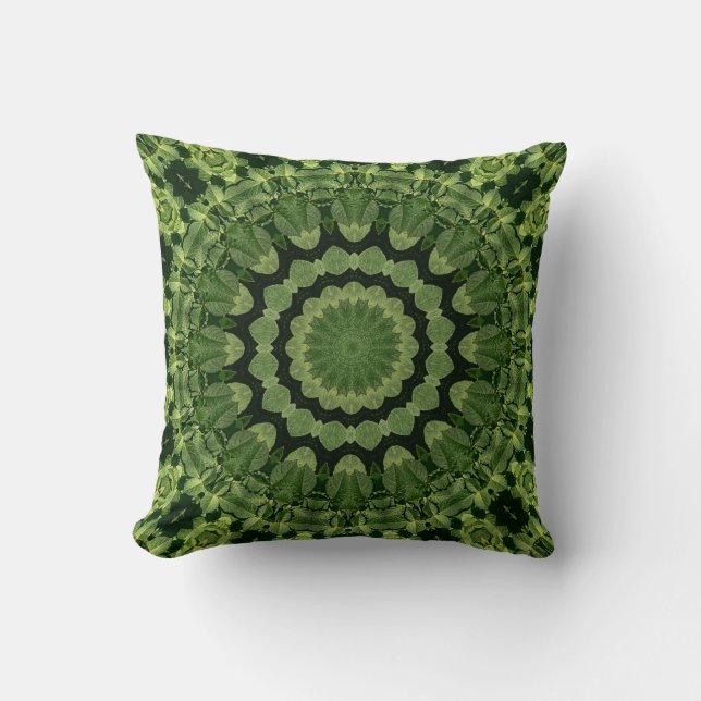 Cojín Decorativo Green Leaves Mandala (Anverso)
