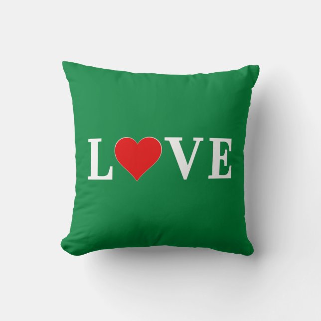 Cojín Decorativo Green LOVE Heart Retro Elegante (Anverso)