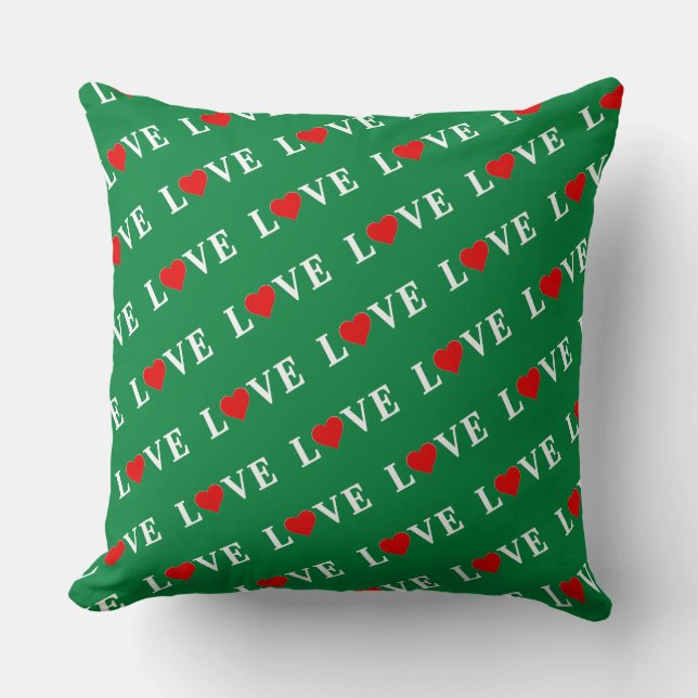 Cojín Decorativo Green LOVE Heart Retro Elegante (Anverso)