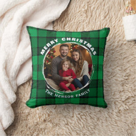 Cojín Decorativo Green Personalized Family Photo Plaid Pattern