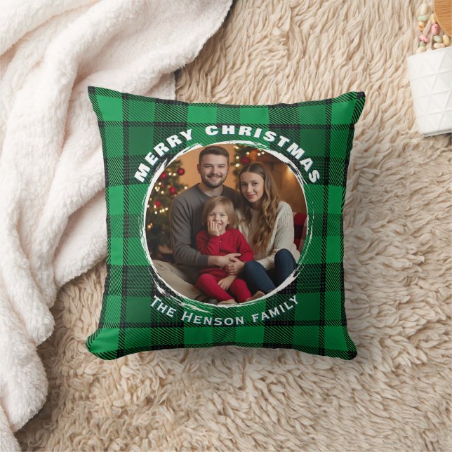 Cojín Decorativo Green Personalized Family Photo Plaid Pattern  (Manta)