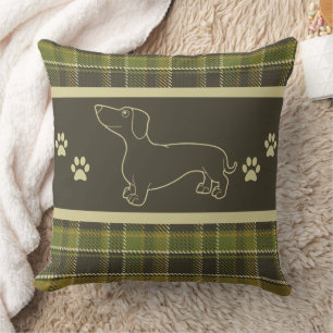 Cojín decorativo Green Plaid Dachshund