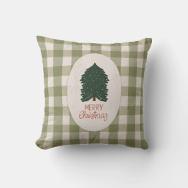 Cojín Decorativo Green Plaid Merry Christmas, Rustic Farmhouse