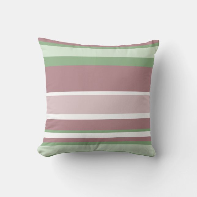 Cojín Decorativo Green, Rose and Pink Stripes (Anverso)