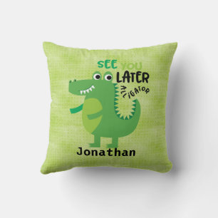 Cojín Decorativo Green See you later Alligator Personalizado