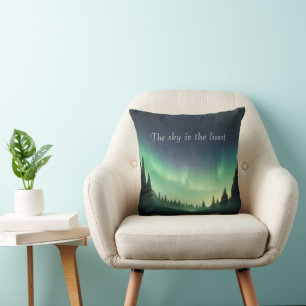 Cojín Decorativo Green Shades of Northern Lights Night Sky
