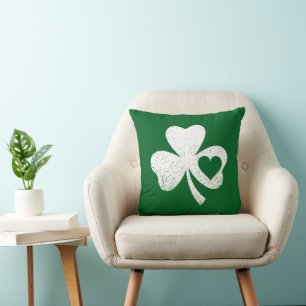 Cojín Decorativo Green St Patricks Day Irish Patty's Heart Shamrock