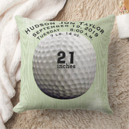 Cojín Decorativo Green Stripe Golf Ball Boys Birth Record