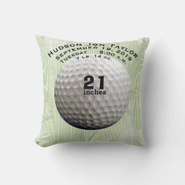 Cojín Decorativo Green Stripe Golf Ball Boys Birth Record