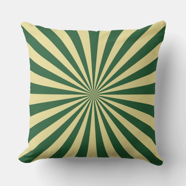 Cojín Decorativo Green Sun Funky Rays Retro Stripes (Anverso)