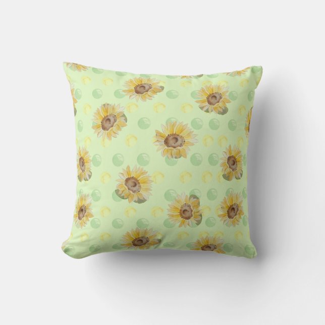Cojín decorativo Green Sunflower Polka Dot (Anverso)