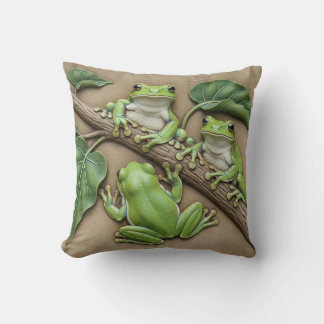 Cojín Decorativo Green Tree Frogs Throw Cushion
