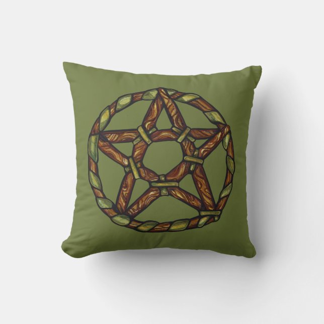 Cojín Decorativo Green Witch Pentacle Nature Wicca (Anverso)
