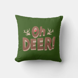 Cojín Decorativo Green y Brown Funny Holiday Pun Oh Deer!