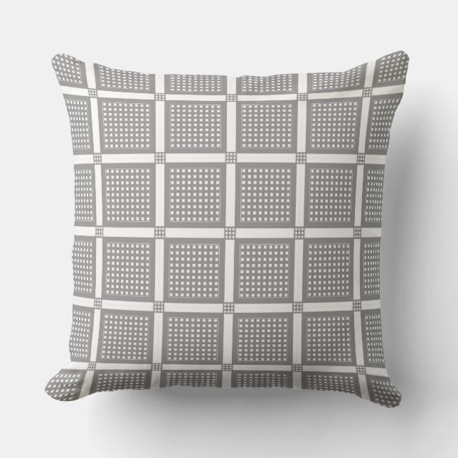 Cojín Decorativo Grey and white geometric checkered pattern (Anverso)