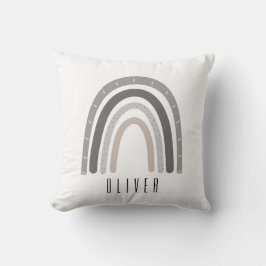 Cojín Decorativo Grey/Neutral Boho Rainbow Monogram Pillow 