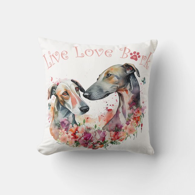 Cojín Decorativo Greyhound Dog Mom Floral (Anverso)
