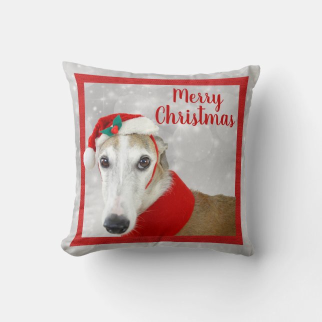 Cojín Decorativo Greyhound Feliz Navidad (Anverso)