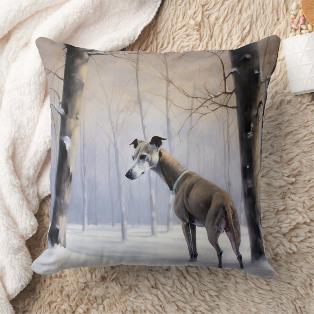 Cojín Decorativo Greyhound italiano deja que nieve Navidades (Manta)