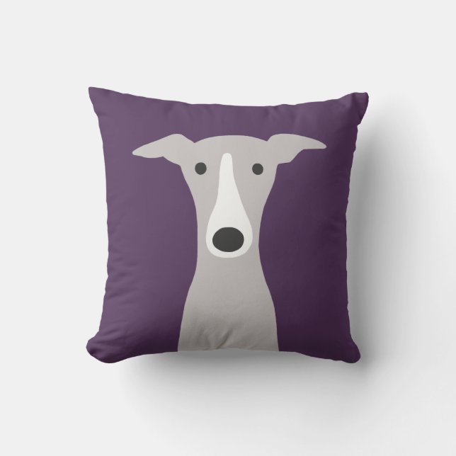 Cojín Decorativo Greyhound, Italiano Greyhound o Whippet Dog Violet (Anverso)