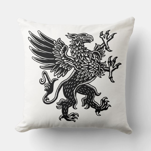 Cojín Decorativo Griffin - Blanco y negro (Anverso)
