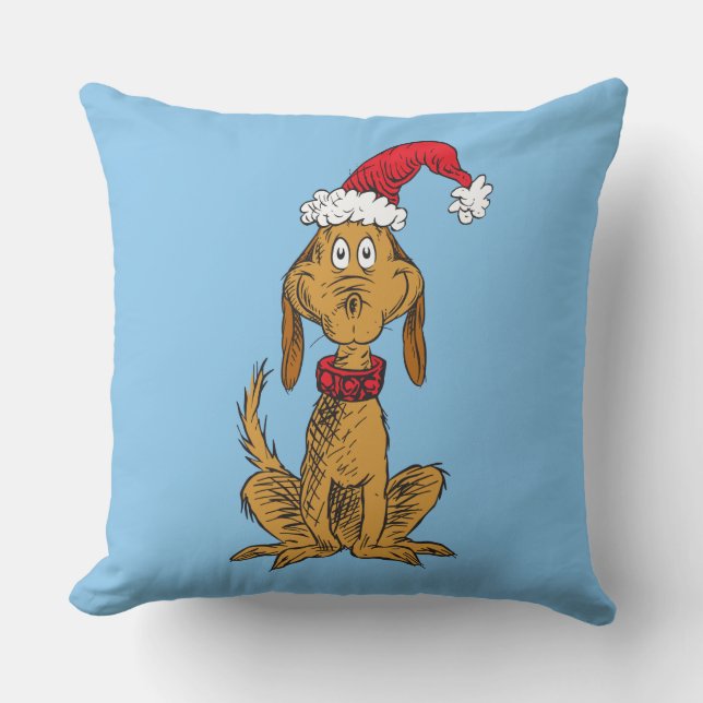Cojín Decorativo Grinch Clásico | Max - Sombrero de Santa (Anverso)