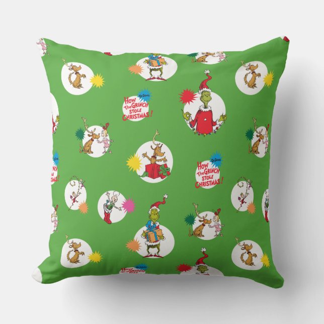 Cojín Decorativo Grinch | Patrón de puntos de Navidad (Anverso)