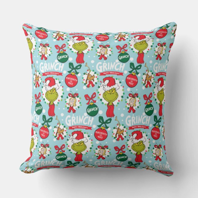 Cojín Decorativo Grinch | Patrón Feliz Fioliday (Anverso)