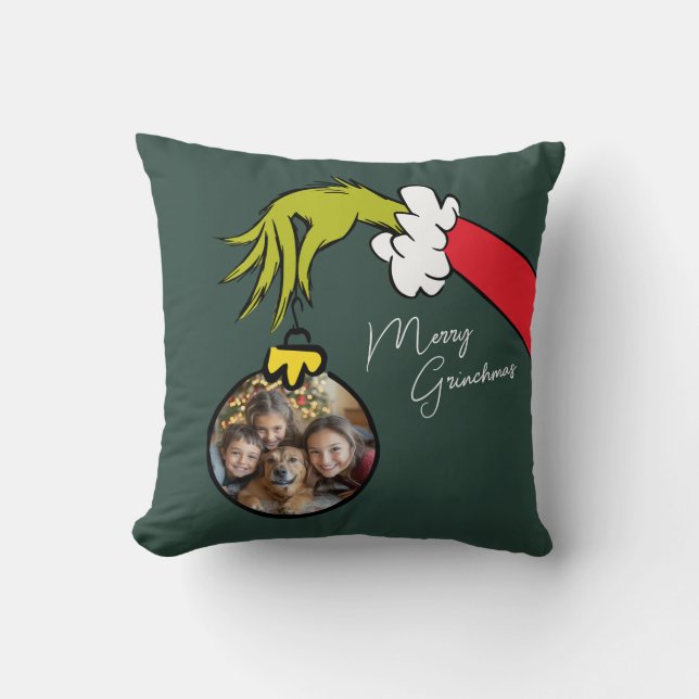 Cojín Decorativo Grinch | Personalized Ornament Throw Pillow (Anverso)