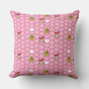 Cojín Decorativo Grinch y Cindy-Lou Patrón de Corazón Rosa