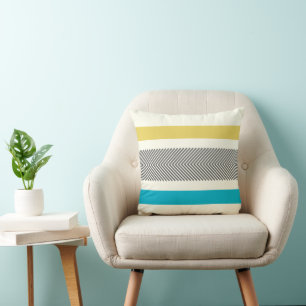 Cojín Decorativo Gris amarillo Aqua Off White Arrow Herringbone