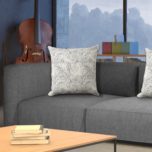 Cojín Decorativo Gris barroco de la hoja de Acanthus (Subido por el creador)