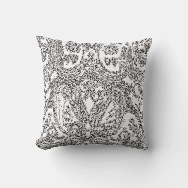 Cojín decorativo gris blanco/Coussin de Paisley (Anverso)