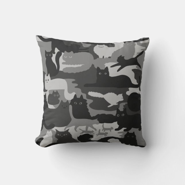 Cojín Decorativo Gris Camuflaje Gris Gris Gatitos Gris Gatitos Camo (Anverso)