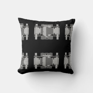 Cojín Decorativo Gris Carbón Negro Filas Geométricas Motif