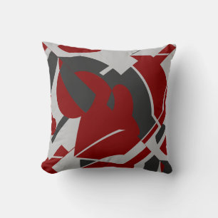 Cojín Decorativo Gris Carbón Oscuro Rojo Negrita Girar Resumen